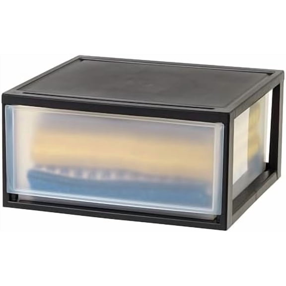 IRIS USA 47 Qt. Plastic Drawer Storage Organizer Stacking Drawers, 2-Pack, Stackable Unit with Sliding Drawer for Clothes Bedroom Kitchen Under Sink Pantry Craft Room Bathroom Dorm Office, Black