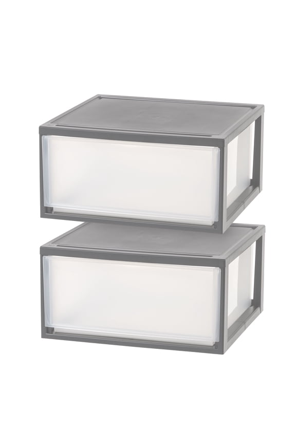 IRIS 47 Qt XLarge Plastic Drawers, Under Bed Storage Bins, Stackable, Modular 2Pk