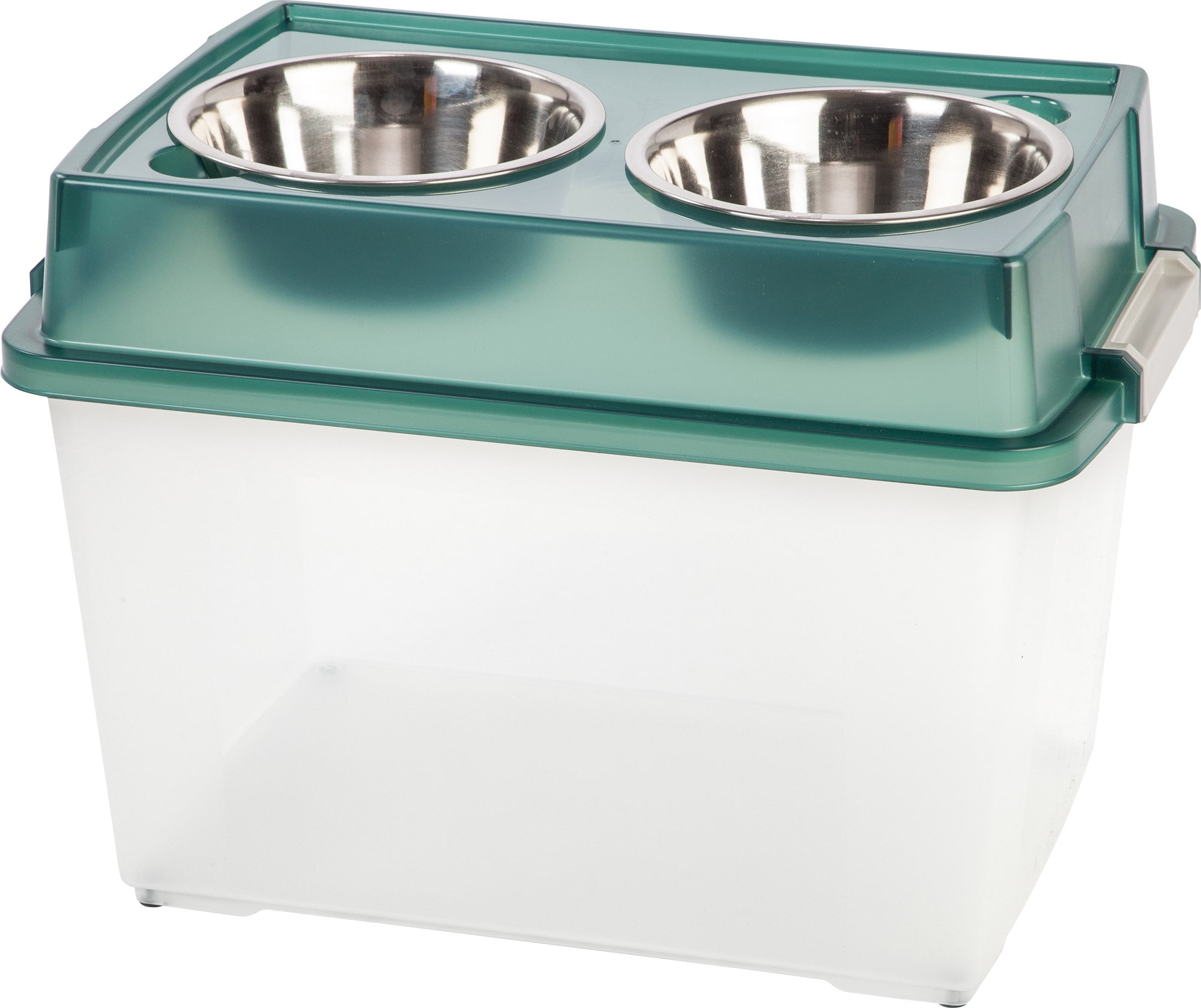 IRIS USA 47lbs/45qt Large Elevated Dog Food Bowl with Airtight Pet Food Storage Container, Green