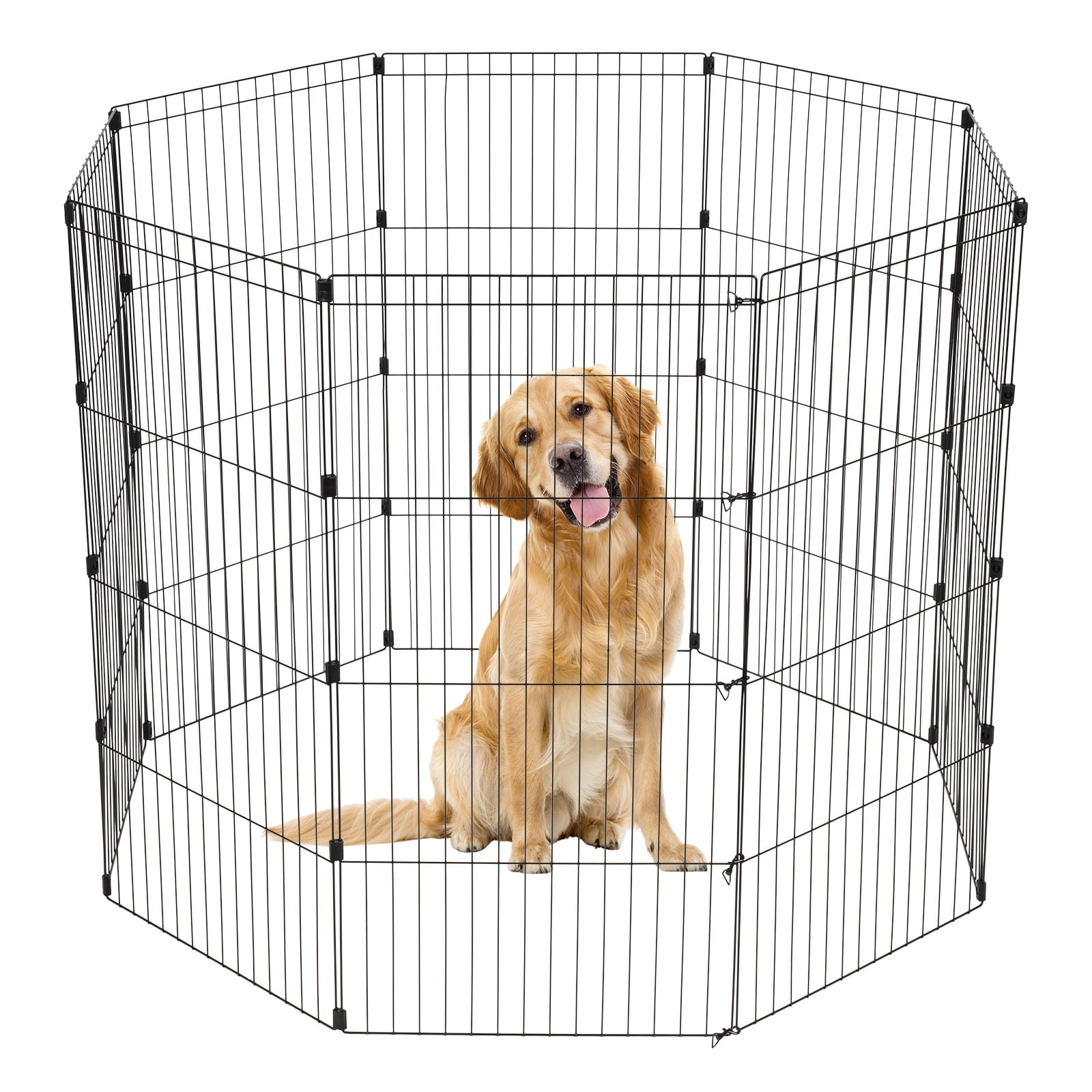 IRIS USA 48" Black Metal 8-Panel Dog Playpen