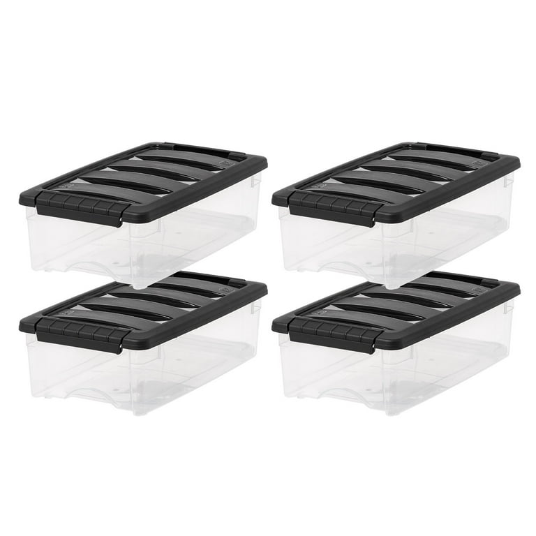 IRIS USA 32 Quart Stackable Plastic Storage Bins with Lids and Latching  Buckles, 4 Pack Clear/Black, Containers with Lids and Latches
