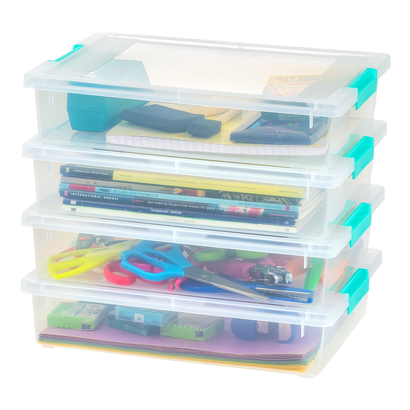  CHILDHOOD 2 Pack of Clear Plastic Clip Box, Crayon box
