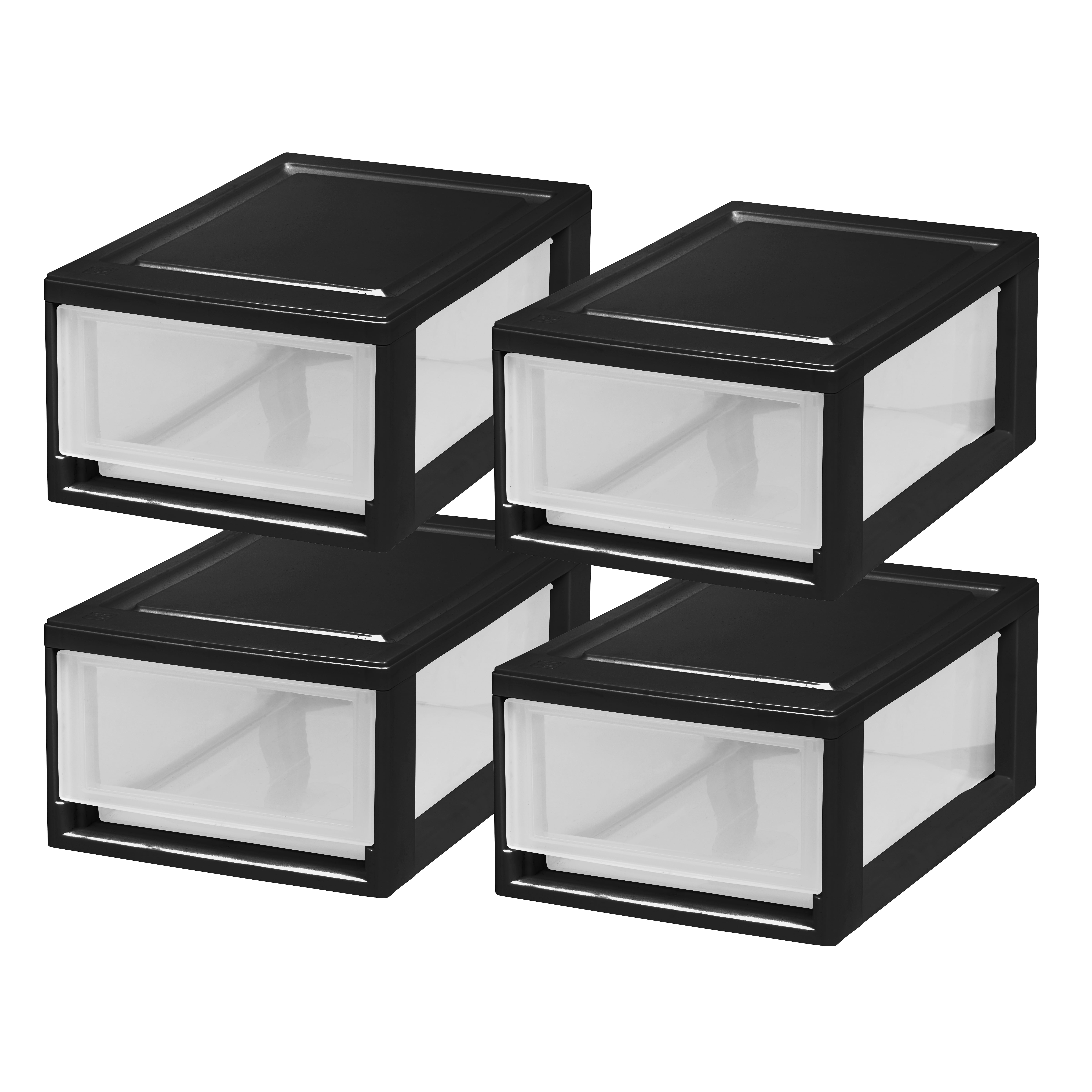 IRIS Plastic Clear Front Desktop Stacking Drawers w/ Rubber Feet, 6 Pack,  Black, 1 Piece - Food 4 Less