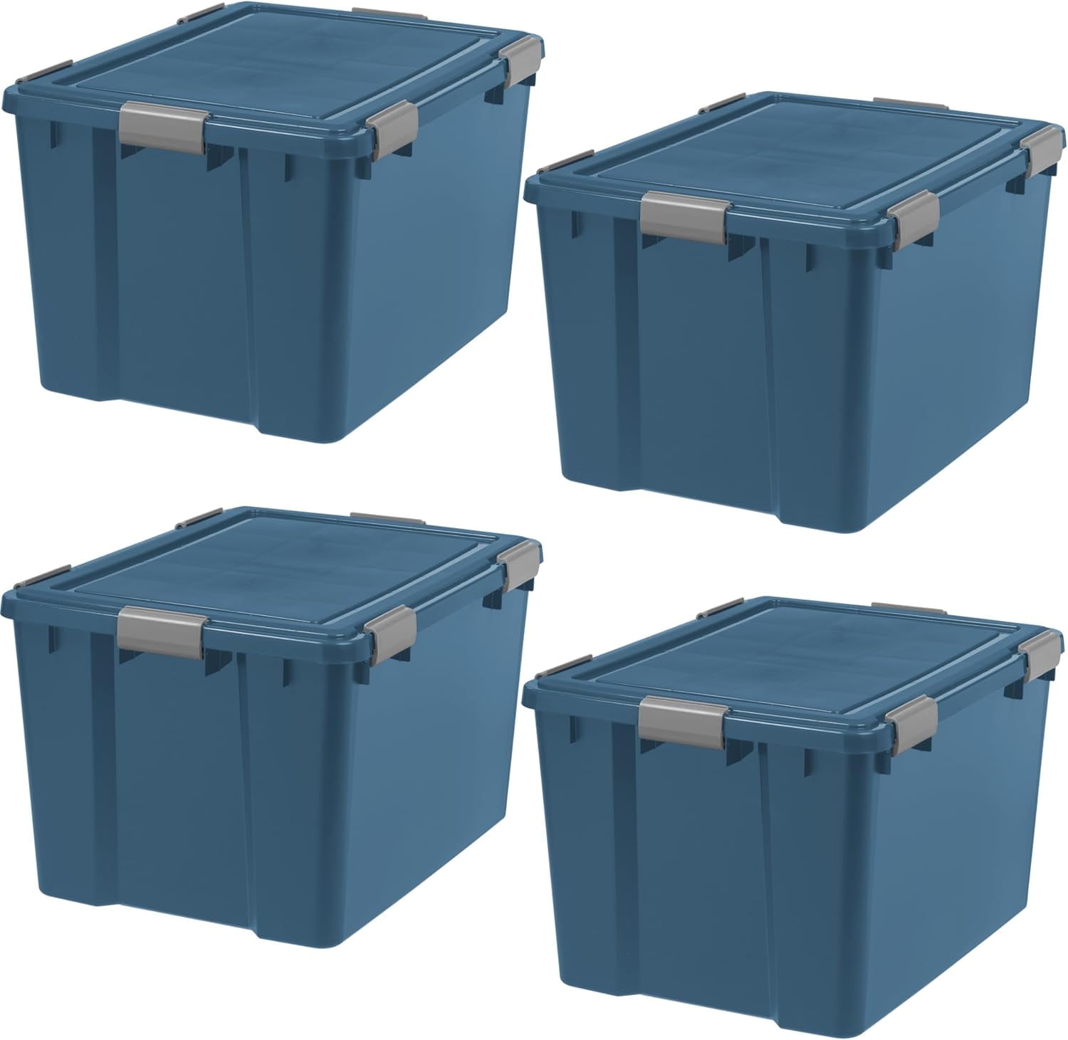 Navy 74 Quart Stackable Plastic Storage Bin with Buckle Lid