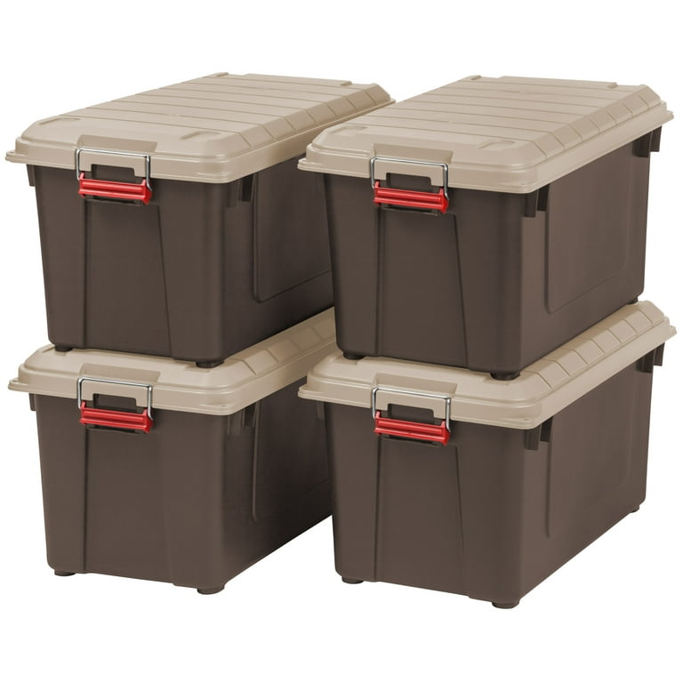 Free Shipping IRIS USA 4Pack 82qt 20gal Heavy Duty Plastic Storage Tote with Lids Brown Walmart