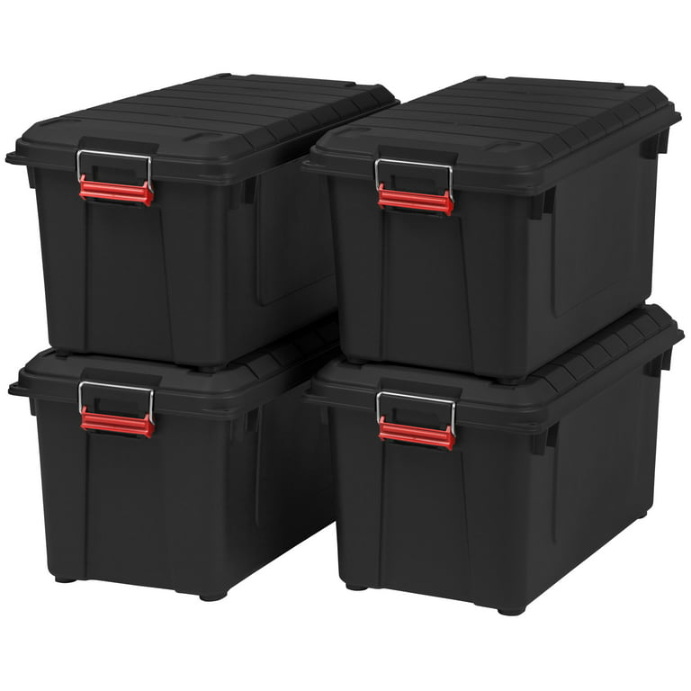 4pack Heavy duty Garage Stackable Storage Container Bin W/ Lid Organizer 12  Gal