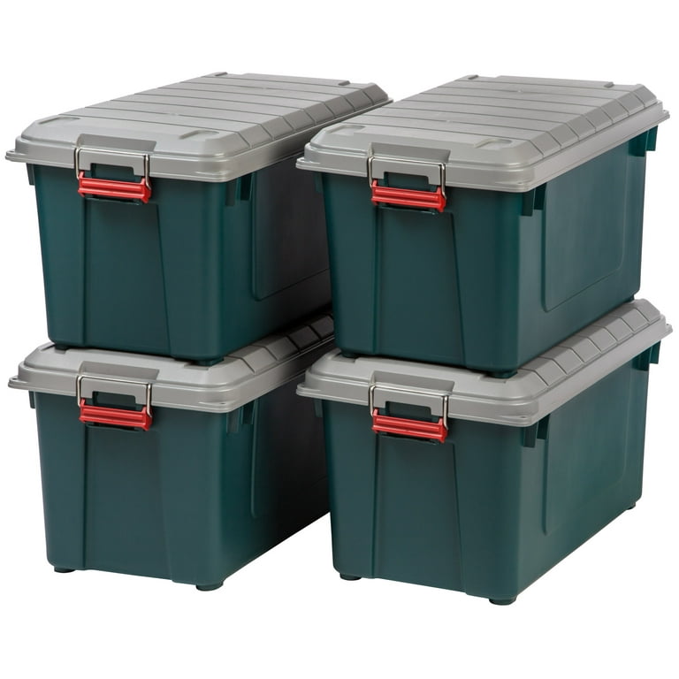 IRIS USA 4Pack 82qt/20gal WeatherPro™ Storage Utility Tote Container Box,  Green 