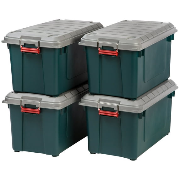 IRIS USA 4Pack 82qt/20gal WeatherPro™ Storage Utility Tote Container Box, Green