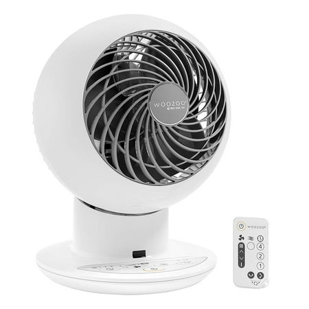 WOOZOO Compact Globe Oscillating Air Circulator Fan with Remote - 5 Speed with Timer - Medium Room 353 ft² - White - White