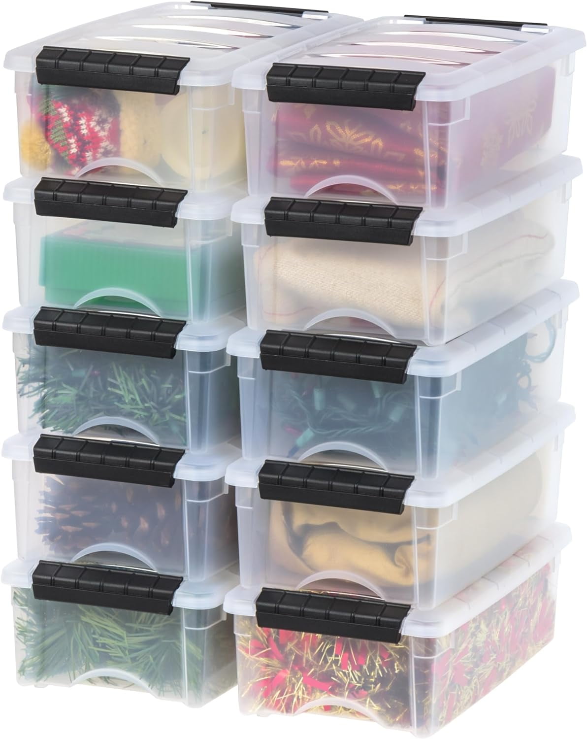Clear Stackable Plastic Storage Bins with Secure Lids, 5.75qt, 10 Pack