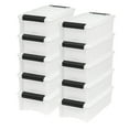 thumbnail image 1 of IRIS 6 Qt Stackable Plastic Storage Bins with Lids, Discreet- Pearl, 10Pk, 1 of 8