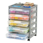 IRIS 5-Case Craft Storage Cart with Organizer Top and wheels for Scrapbooking, Gray