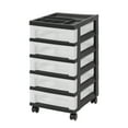 thumbnail image 1 of IRIS 5-Drawer Narrow Plastic Storage Drawer Cart with Organizer Top, Black, 1 of 7