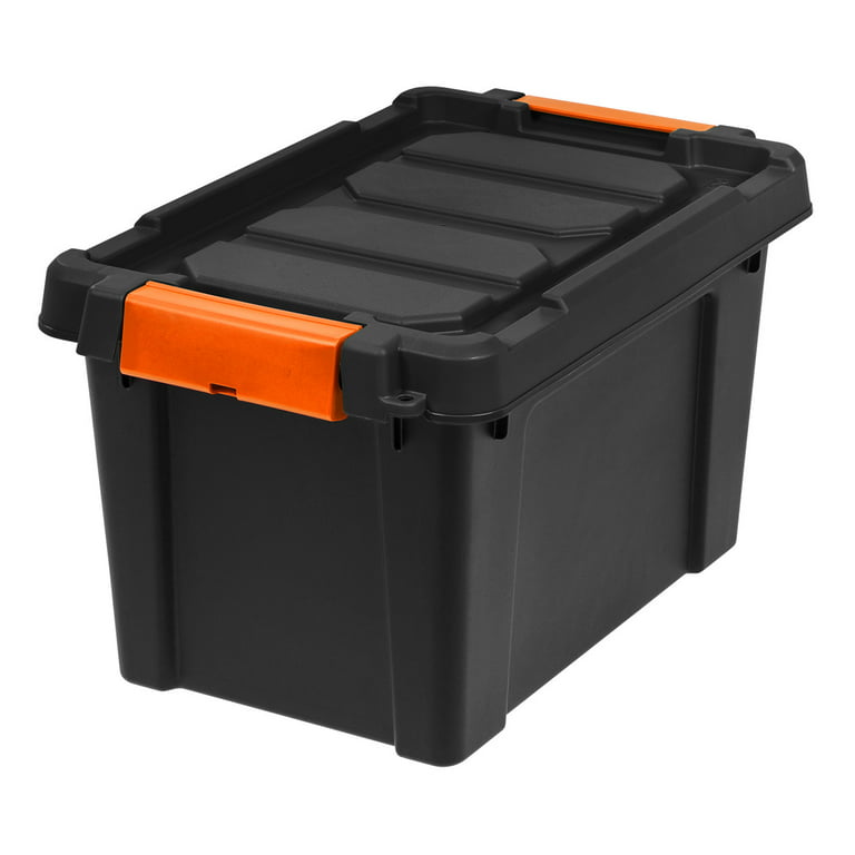 Iris 20 Qt. Heavy Duty Plastic Storage Box in Black