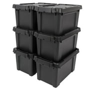 IRIS 5 Gal Lockable Storage Totes with Lids - Black, 6Pk