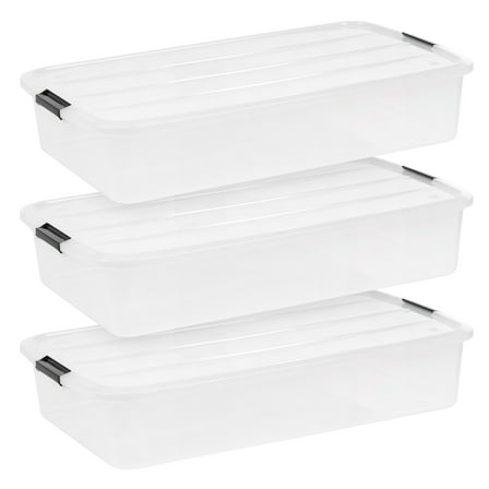 IRIS 50 Qt. Plastic Storage Bins with Lids, Stackable Storage Containers, Totes, 3 Pack