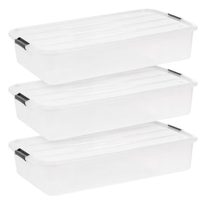 IRIS 50 Qt. Plastic Storage Bins with Lids, Stackable Storage Containers, Totes, 3 Pack