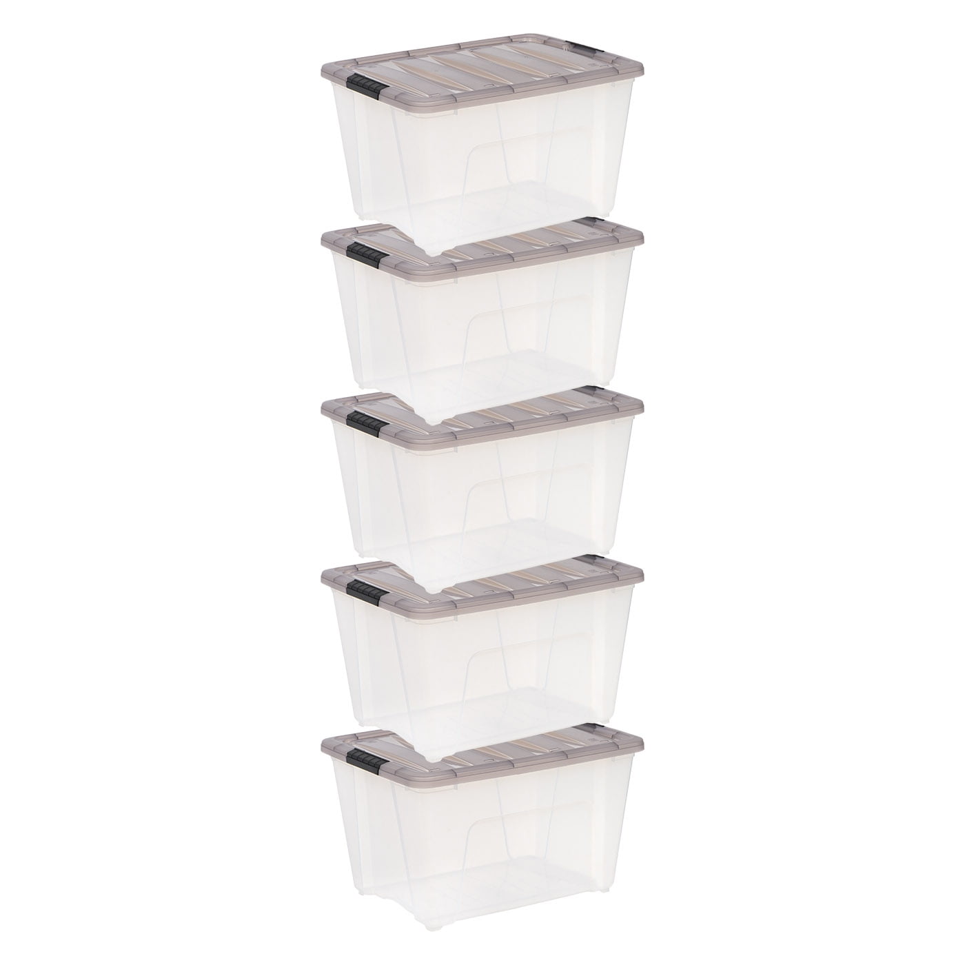 IRIS USA 53 Qt. Plastic Storage Bins with Lids, Clear, Latching, Stackable, Totes 5Pk - Walmart.com