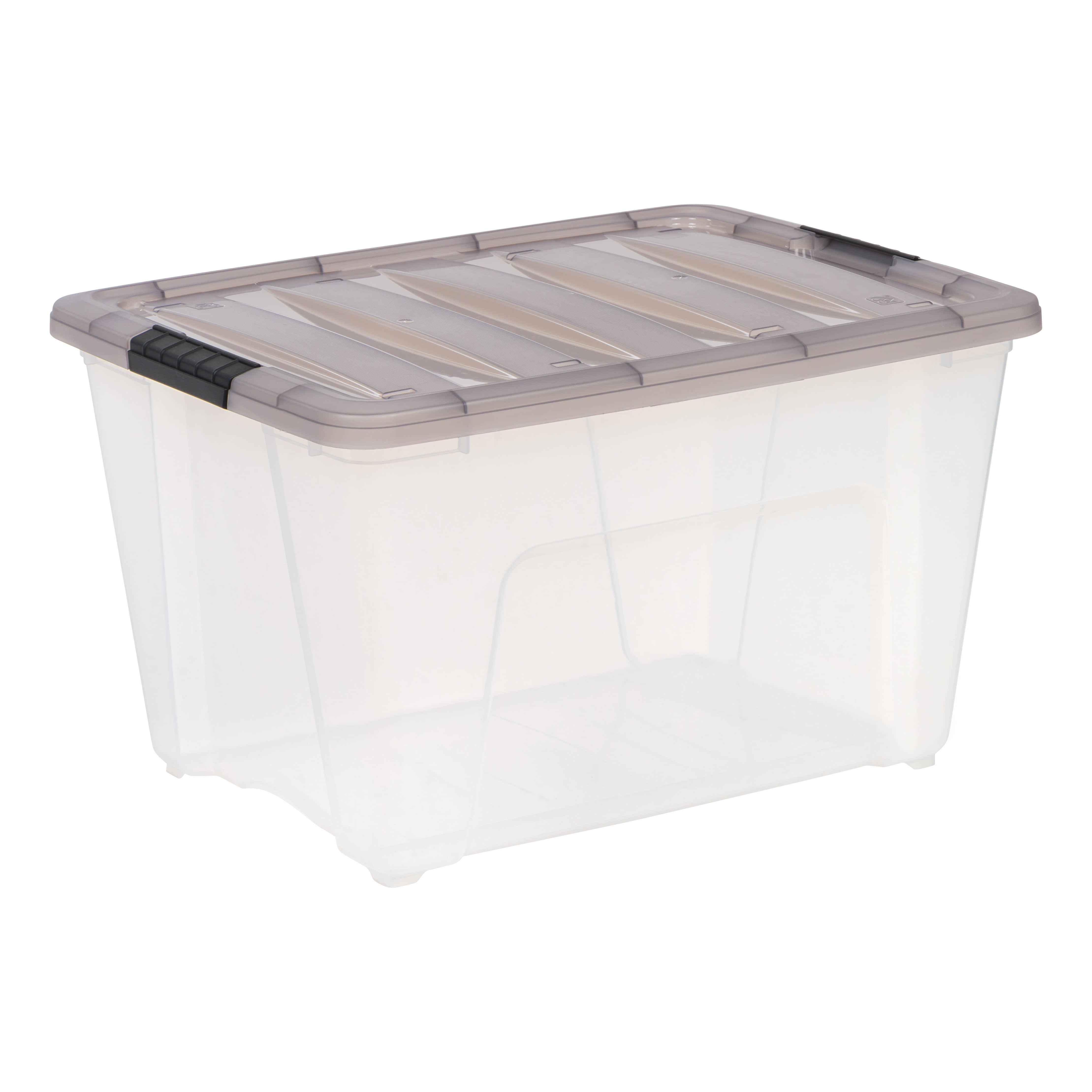 19 qt. Plastic Stackable Storage Bins for Pantry in Black (4-Pack)