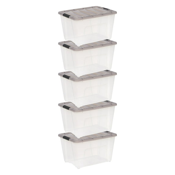 IRIS 53 Qt. Plastic Storage Bins with Lids, Stackable Storage Containers, Totes, 5 Pack