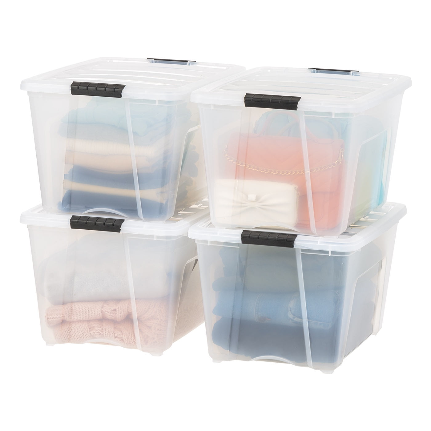 IRIS 3-Pack Stack and Pull Small 18-Gallons (72-Quart) Gray Tote with  Latching Lid in the Plastic Storage Containers department at