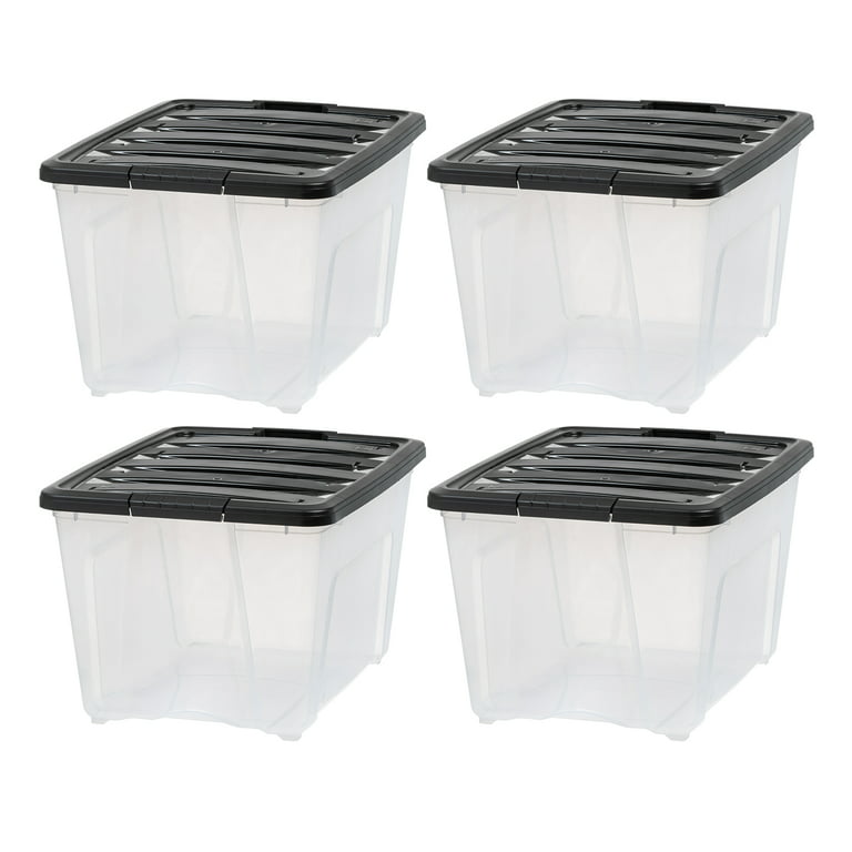 Iris USA 4 Pack 91qt Large Plastic Storage Bin with Lid and Secure Latching Buckles, Clear/Gray