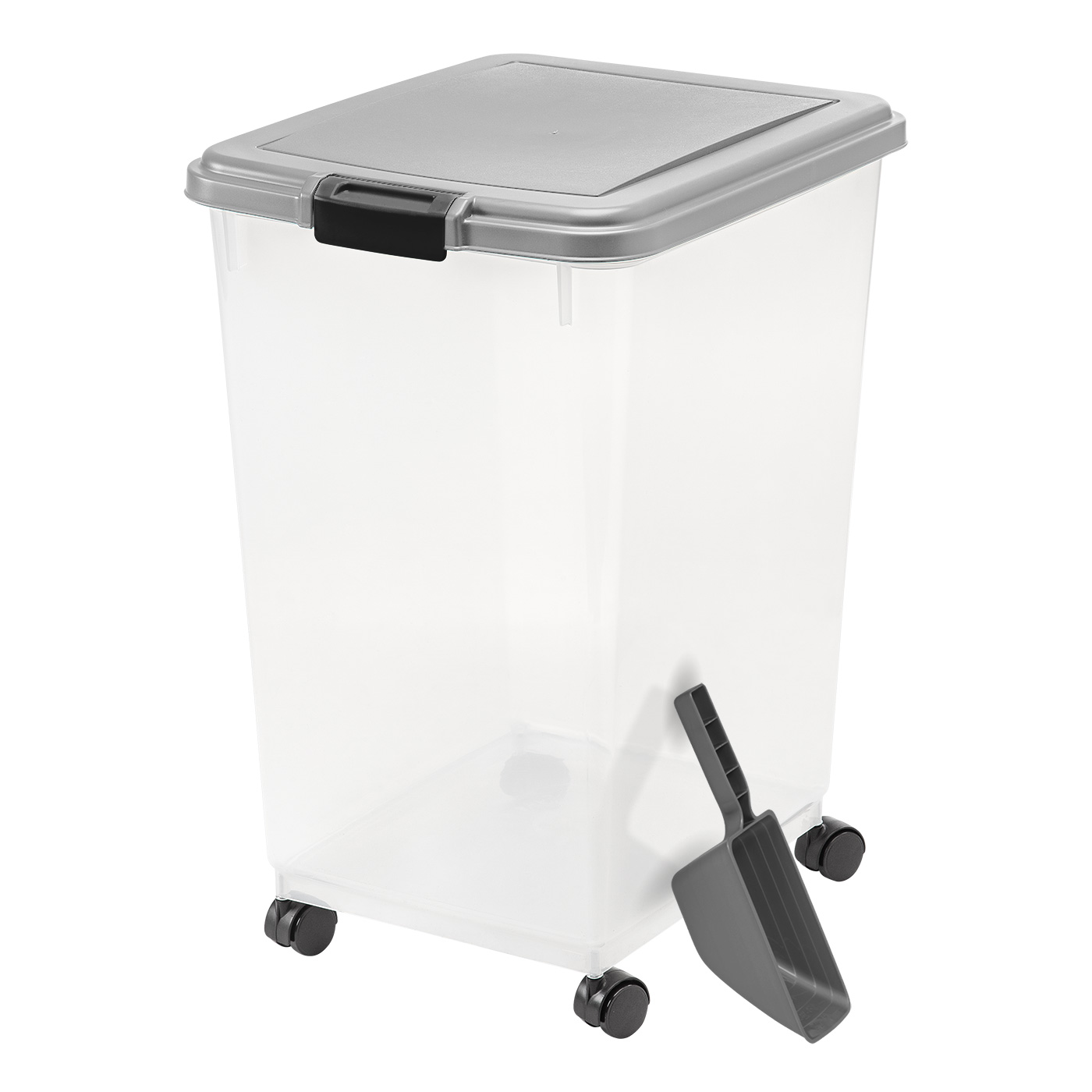 IRIS USA Airtight Pet Dog or Cat Food & Treat Storage Container Combo with Scoop, Chrome