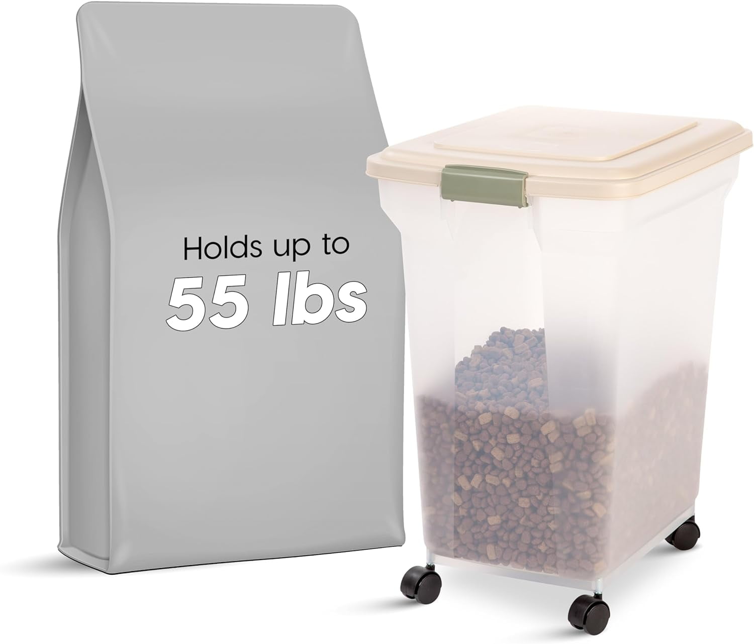 White Airtight Plastic Pet Food Storage Container with Wheels