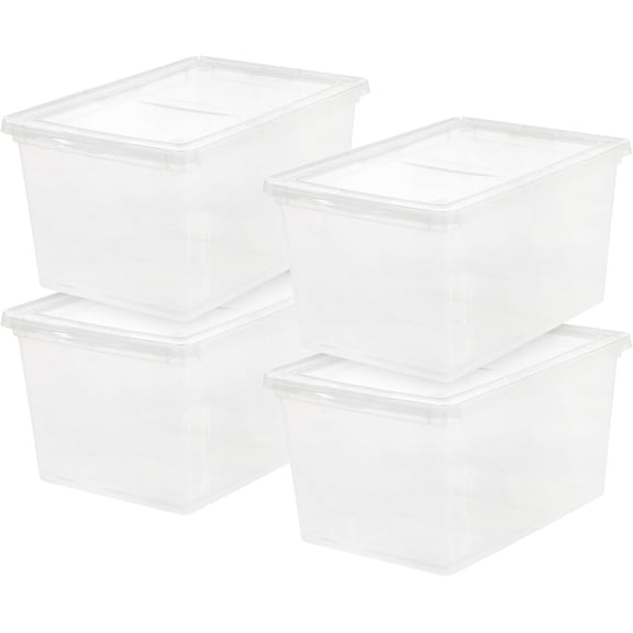 IRIS 58 Qt Storage Bins with Lids, Clear Stackable Containers, 4Pk