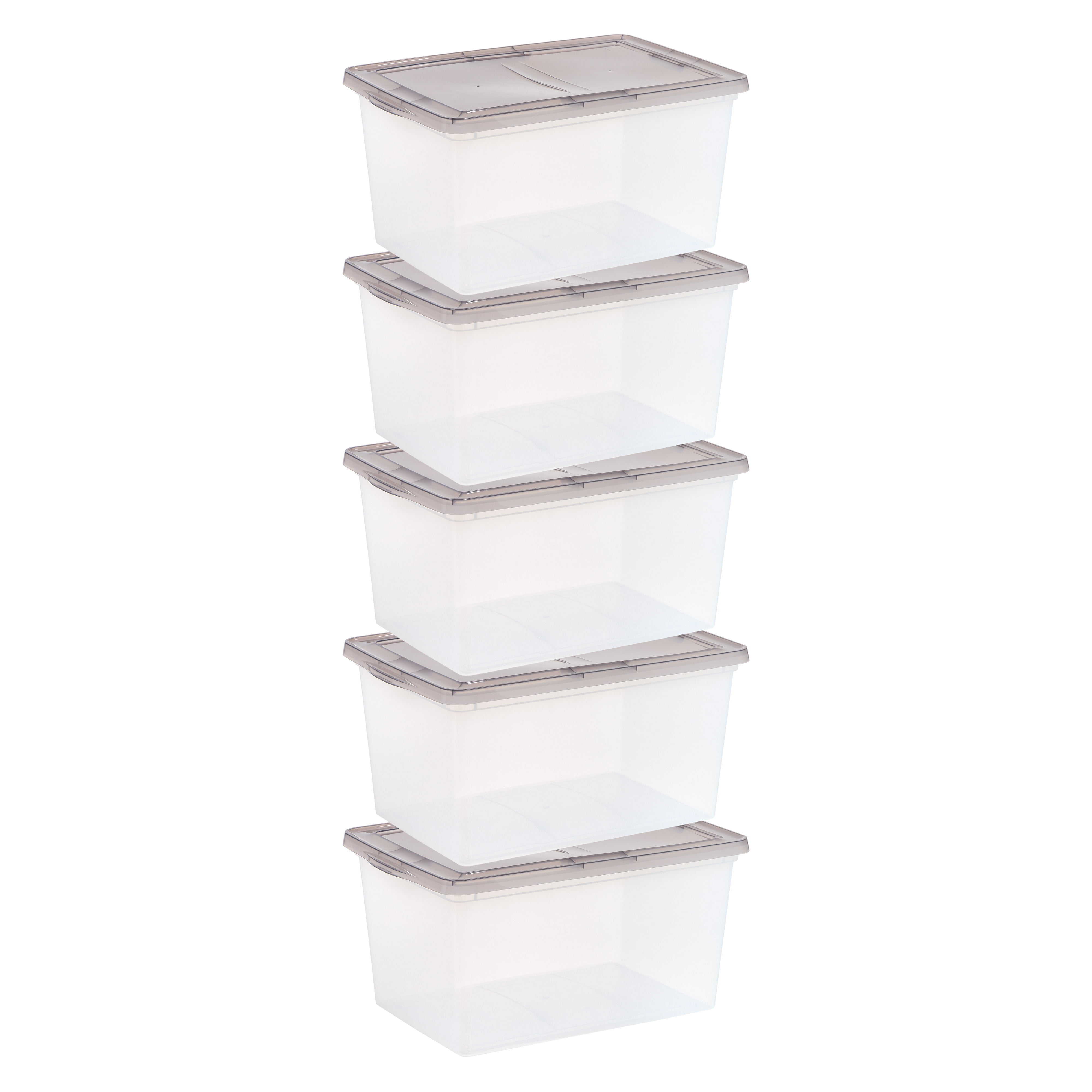 Clear Stackable Plastic Storage Bins with Lids, 58 Quart, Set of 5