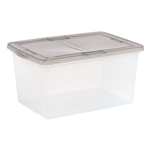 IRIS 58 Qt. Plastic Storage Bin with Lid, Stackable Storage Container, Tote, Clear