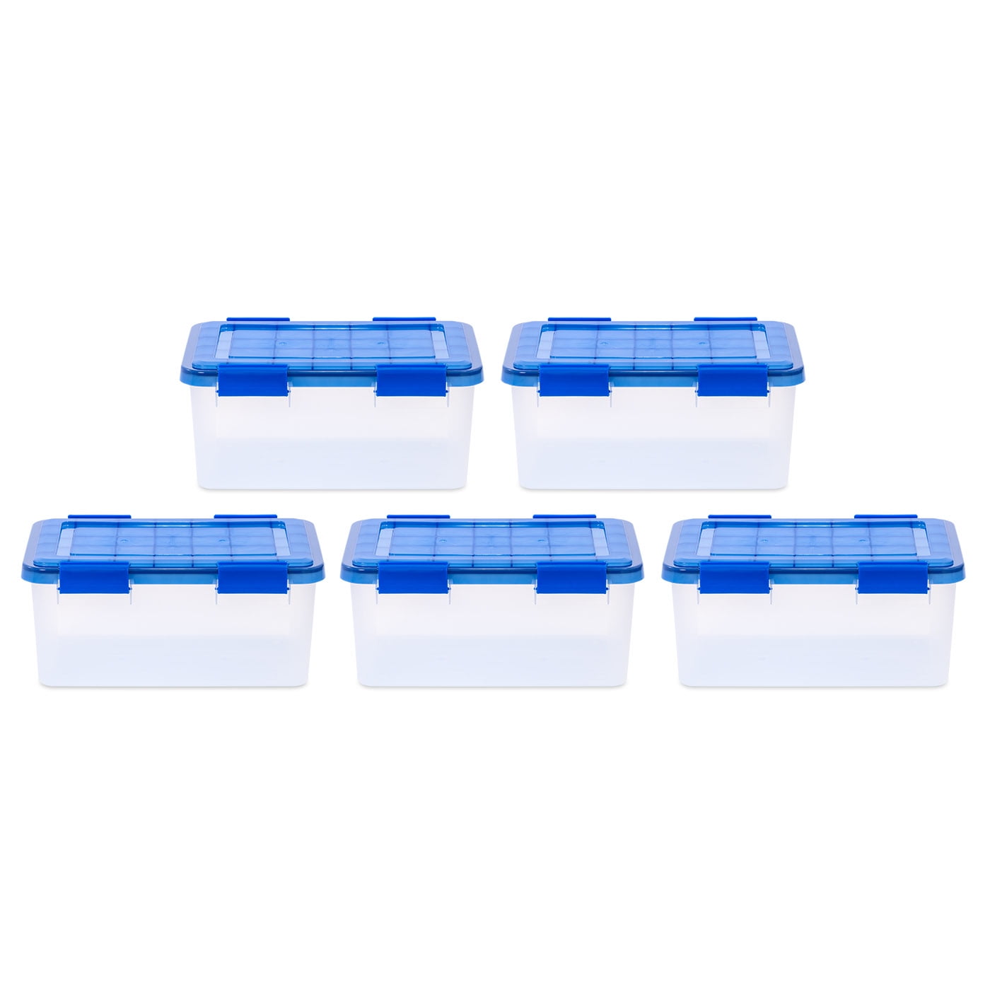 Iris 19 qt. Weatherpro Clear Plastic Storage Box, Lid Blue, Clear/Blue