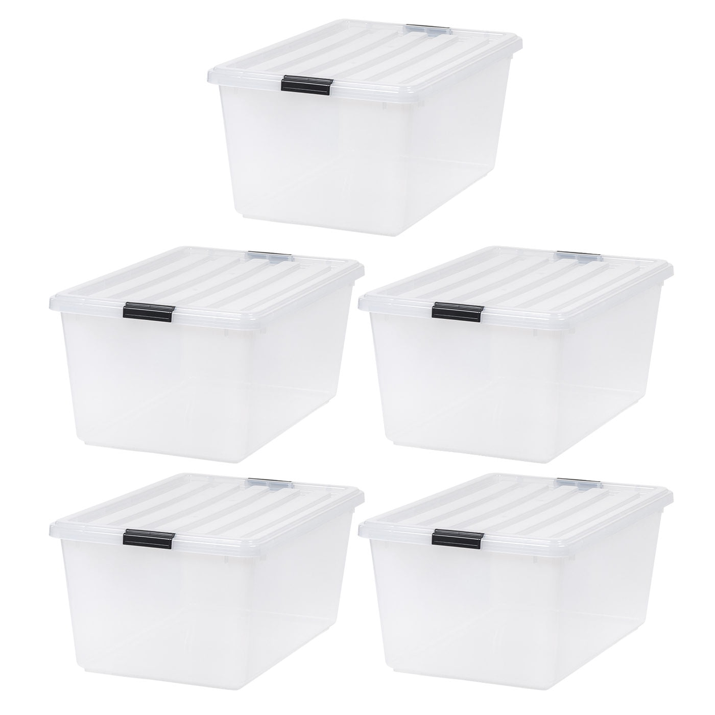 Berdeng Small Plastic Storage Bins with Lids, 3 Quart Small Storage Latch  Box, Stackable and Nestable,6 Pack, Clear with Black Buckle