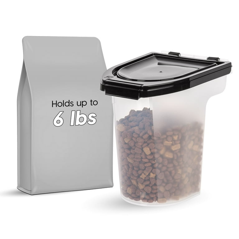 IRIS Qt Airtight Pet Food Storage Container, Clear/Black, Holds