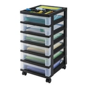 IRIS USA 6 Drawer Rolling Storage Cart with Organizer Top, Black