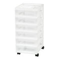 thumbnail image 1 of IRIS USA 6 Drawer Rolling Storage Cart with Organizer Top, White, 1 of 9