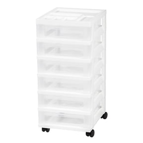 IRIS 6 Drawer Rolling Storage Cart with Organizer Top, White