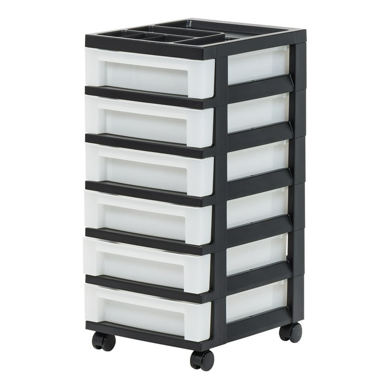 Iris 6 Drawer Storage Cart with Organizer Top black/pearl