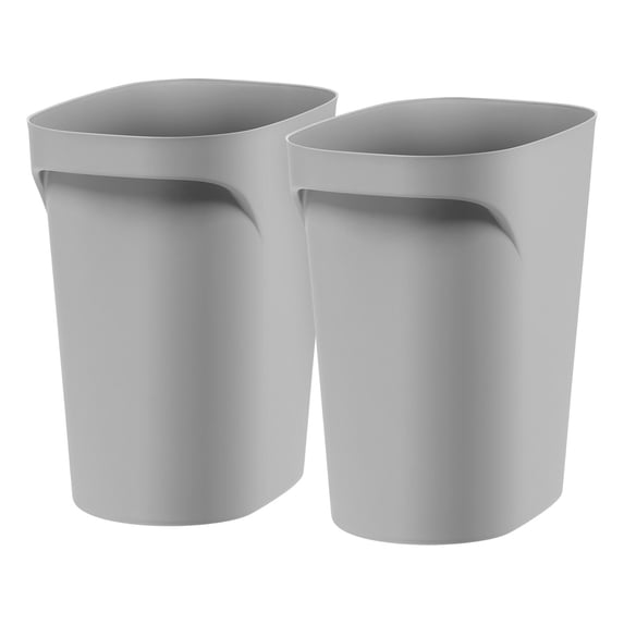 IRIS 6 Gal / 24 Qt Plastic Wastebasket Trash Cans for Home, Office, Bedroom, Bathroom, Gray