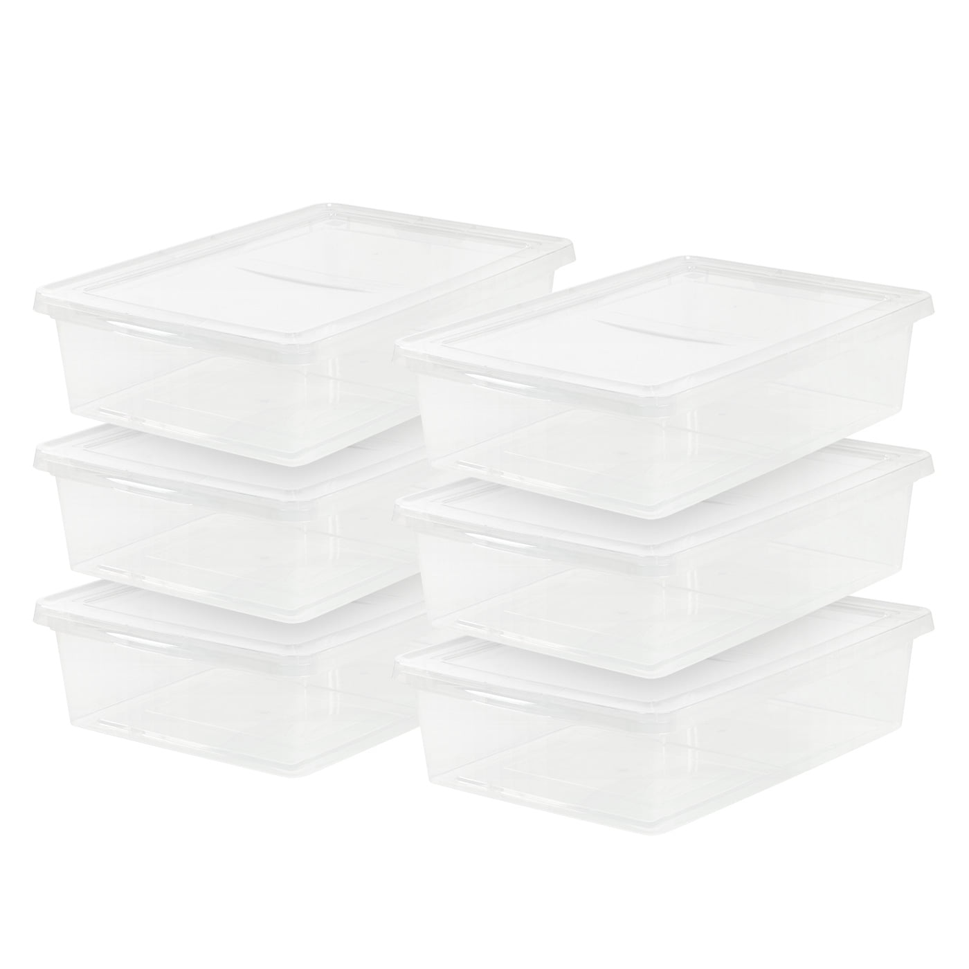 IRIS USA 24.5 Qt. Plastic Storage Container Bin with Latching Lid, 4 Pack,  Stackable Nestable Box Tote Closet Organization School Art Supplies - Clear