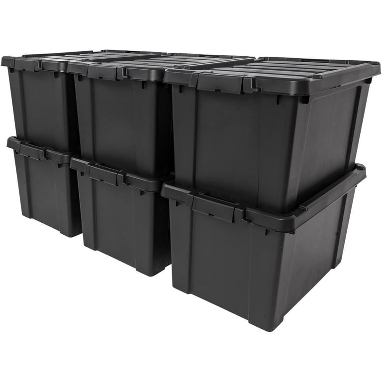 Hefty 6-Pack Large 18-Gallons (72-Quart) Gray-black Weatherproof Heavy Duty  Tote with Latching Lid