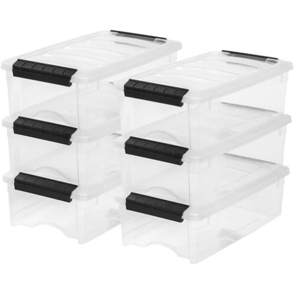 IRIS USA 6-Pack Plastic Storage Bins with Lids, 6 Quart, Stackable Latches Durable Nestable Containers