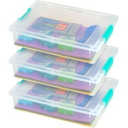 IRIS 6 Qt Plastic Stackable Storage Bin Containers with Lids, 3Pk, Clear