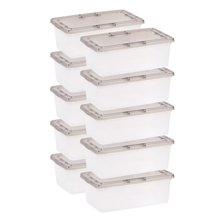 IRIS 6 Qt. Plastic Storage Bins with Lids, Stackable Storage Containers, Totes, 10 Pack