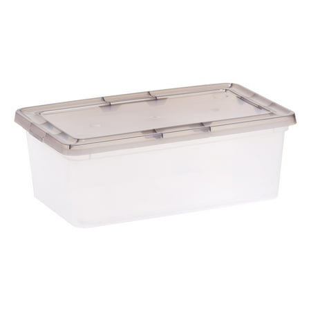 IRIS 6 Qt. Plastic Storage Bin with Lid, Stackable Storage Container, Tote, Clear
