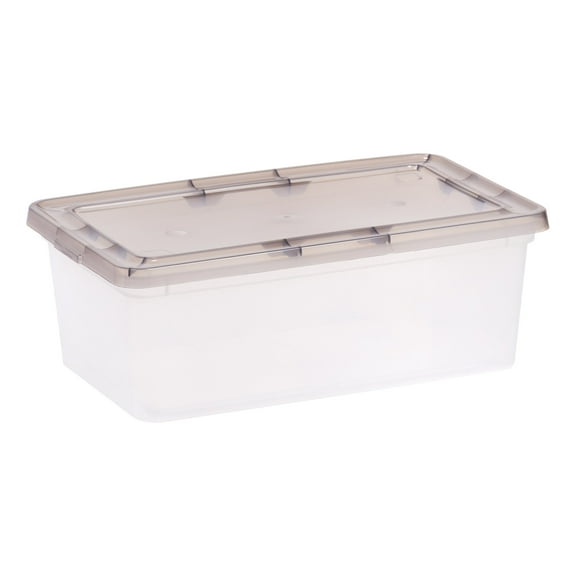 IRIS 6 Qt. Plastic Storage Bin with Lid, Stackable Storage Container, Tote, Clear