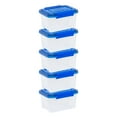 thumbnail image 1 of IRIS USA, 6 Quart WeatherPro Plastic Latching Storage Container, Blue Lid, Set of 5, 1 of 10