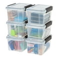 thumbnail image 1 of IRIS USA 6 Qt Storage Box with Gasket Seal Lid, 6 Pack - BPA-Free, Made in USA - Heavy Duty Moving Containers with Tight Latch, Weather Proof Tote Bin, WEATHERPRO - Clear/Black, 1 of 8