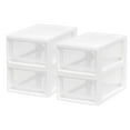 thumbnail image 1 of IRIS USA 6 Qt. Small Plastic Stacking Drawer, 4 Pack, Stackable Storage Organizer Unit with Sliding Drawer for Bedroom Kitchen Under Sink Pantry Craft Room Dorm Office, White, 1 of 7