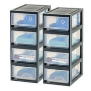 IRIS 6 Qt Stackable Storage Drawer, Plastic Drawer Organizer with Clear Doors for Pantry, Closet, Desk, 8Pk